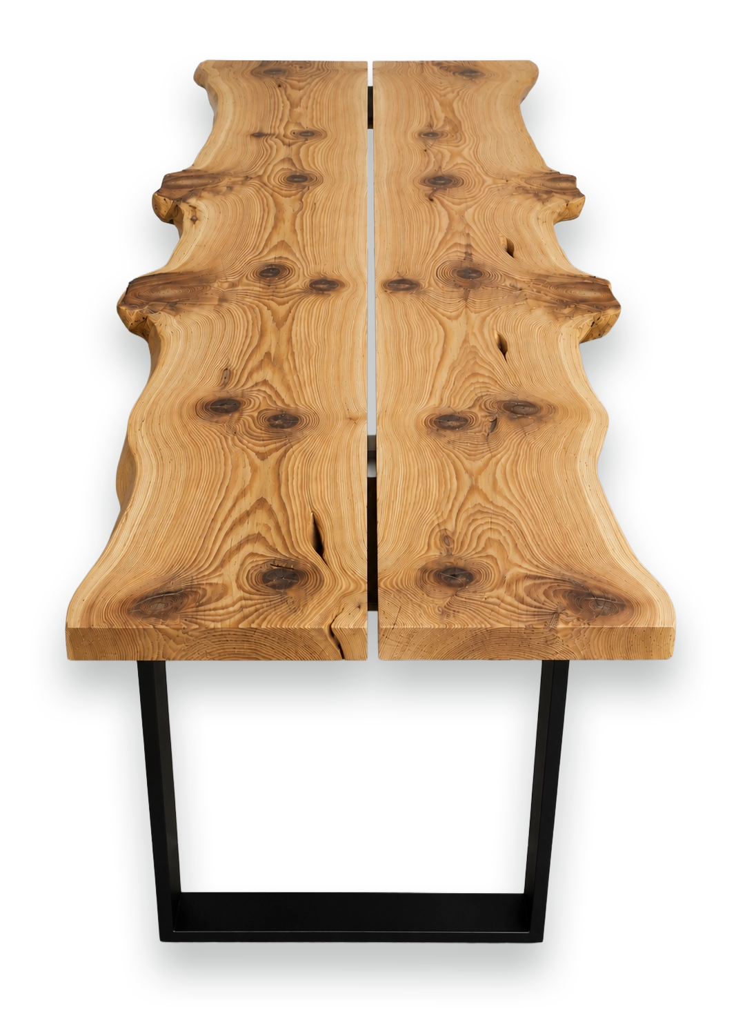 Cedar Grove live-edge table detail
